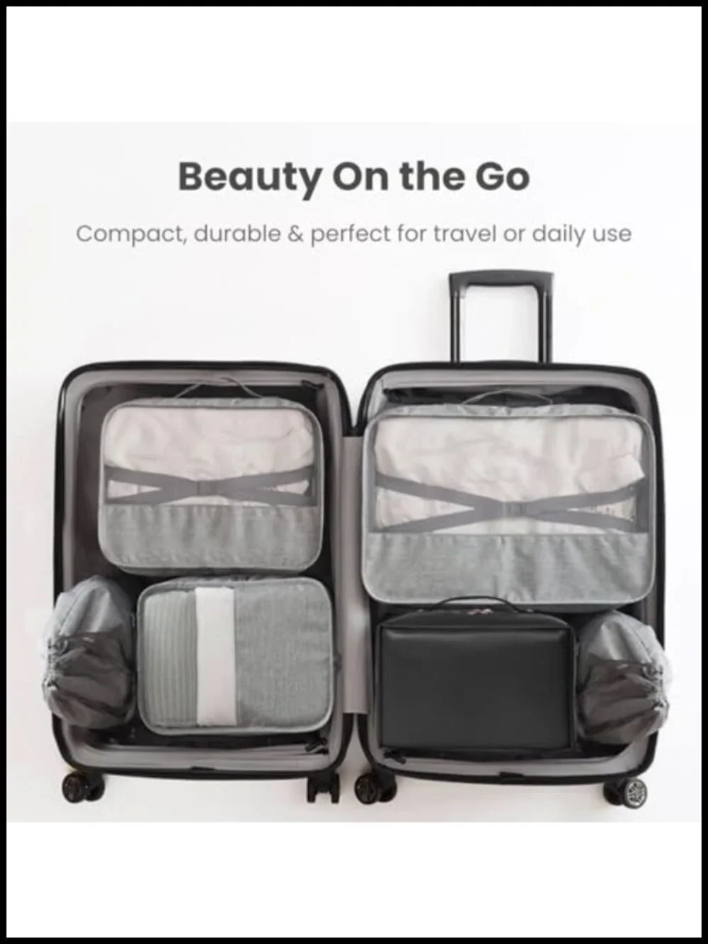 Large Capacity Travel Makeup Bag 180 Flat Open Waterproof PU Leather Cosmetic